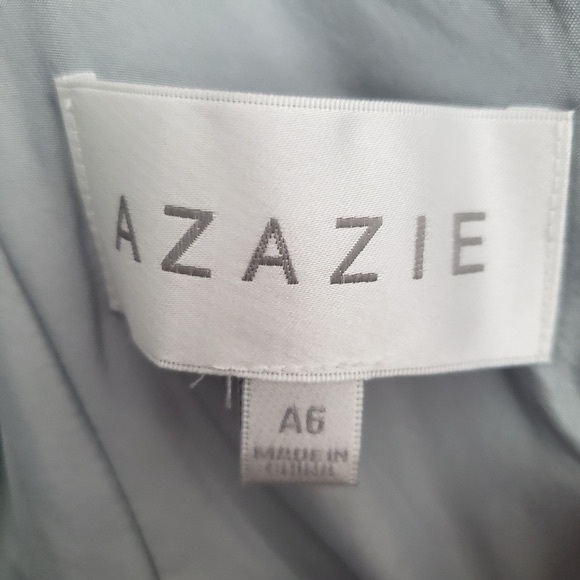Azazie Clarissa  A Line Chiffon Tea Length Dress Dolphin Grey Sz A6 NWT - Picture 15 of 15